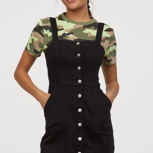 H&M Black Denim Overall Dress